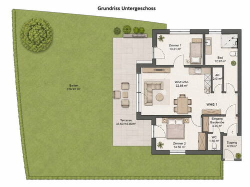 Bild 1 - 3 Zimmer Terrassenwohnung zum Kaufen in Edelfingen