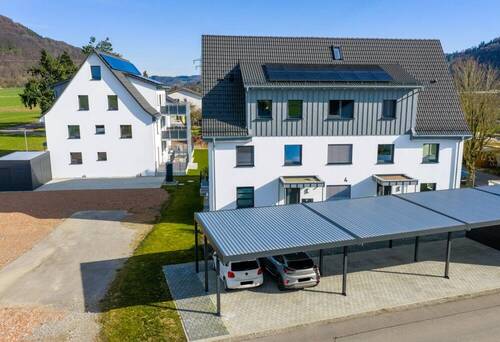 Luftaufnahme - Westen - 6 Zimmer Reihenendhaus in Küssaberg