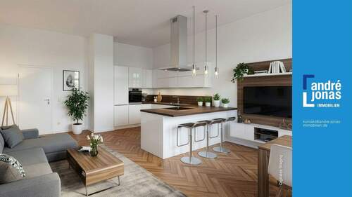 Ansicht Küche/Wohnen Staging - 2 Zimmer Etagenwohnung in Leipzig