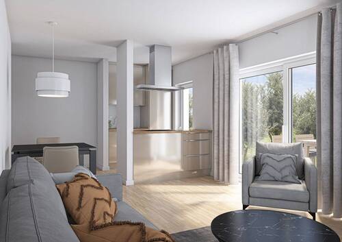 Wohnzimmer Blick Balkon - 2 Zimmer Etagenwohnung zur Miete in Coswig