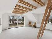 Wohnzimmer offener Dachstuhl - charmante Dachgeschosswohnung - Neubau, direkte Seelage - wohnen wo andere Urlaub machen