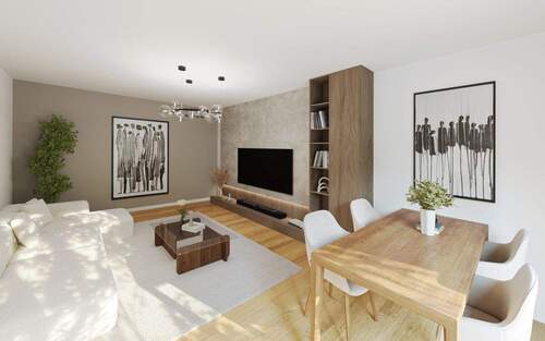 Virtuell renoviert - Wohnzimmer - DIREKT AN DER U-BAHN! 2-ZI.-WHG. MIT LOGGIA IN MÜNCHEN-HADERN