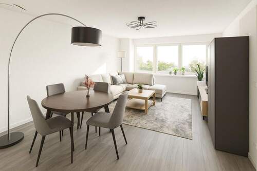 Wohnzimmer mögliche Gestaltung - Sanierte Dachgeschosswohnung mit Südblick über den Dächern von Sendling