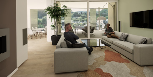 Wohnraum mit Balkon.png - Luxus am schönsten Ort, Wohnen an der Mosel