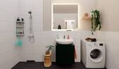 Badezimmer mit Dusche und Waschmaschinenanschluss - 