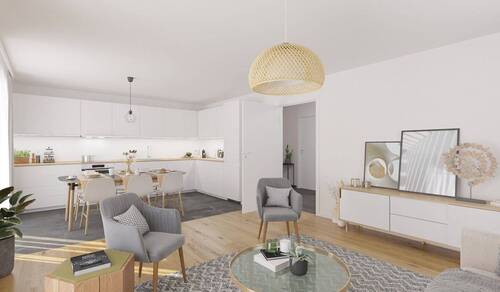 Visualisierung des Wohnzimmers im Einfamilienhaus - 