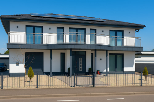 Haus Vorderansicht - Modernes Einfamilienhaus in Rheinau