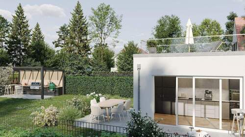 Gartenseite - 4 Zimmer Mehrfamilienhaus, Wohnhaus in München