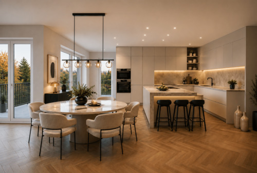Wohn- und Esszimmer - ERSTBEZUG: TOP geschnittene 3,5 Zimmer-Wohnung mit ++BALKON++