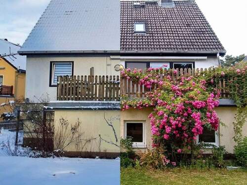 Gartenansicht - Einfamilienhaus mit Einliegerwohnung im DG und UG zu wohnähnlichen Zwecken - Generationswohnen Winter + Sommer