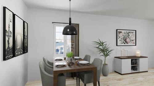 Ansicht Wohnen / Essküche - Etagenwohnung mit 63,30 m&sup2; in Nördlingen zum Kaufen