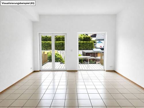Erstes Wohnzimmer mit Zugang zum Balkon und zum Garten - 