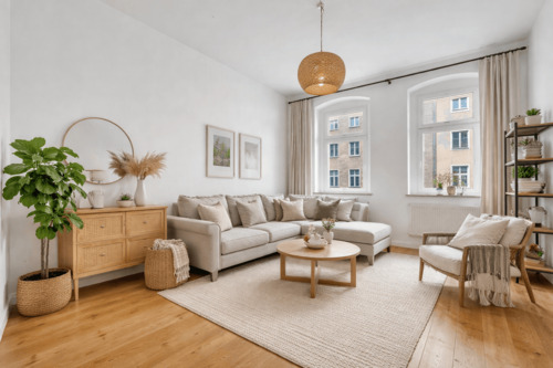 Wohnzimmer visualisiert - Altbau, Parkett, ruhig, Südbalkon mit Blick ins Grüne...ein Traum wird wahr!