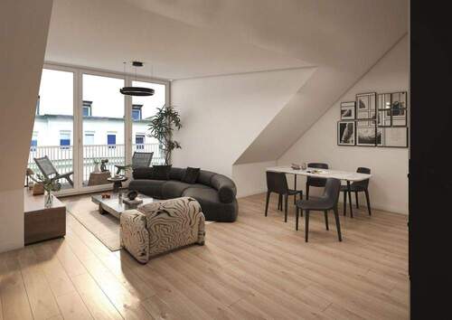 Wohnzimmer mit Küche - Wohnen unterm Dach - 3 Zimmer mit Charme, Komfort und - Weitblick