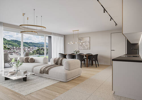 Innenvisualisierung_EG_W01 - EXTRAVAGANT ! ° W 01 ° 4.5-ZWG ° EG ° Süd-West SONVIDA - Dreispitz Laufenburg