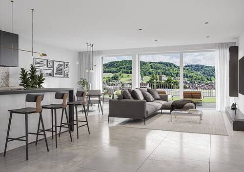 Innenvisualisierung_EG_W02 - EXTRAVAGANT ! ° W02 ° 2.5-ZWG ° EG ° Süd-Ost-West SONVIDA - Dreispitz Laufenburg