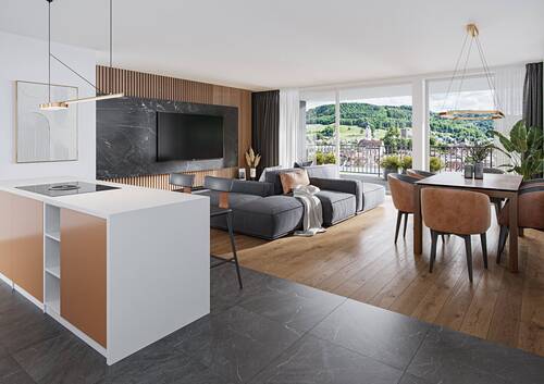 Innenvisualisierung_1.OG_W10 - EXTRAVAGANT ! ° W10 ° 3.5-ZWG ° 1.OG ° Süd-Ost-West SONVIDA - Dreispitz Laufenburg