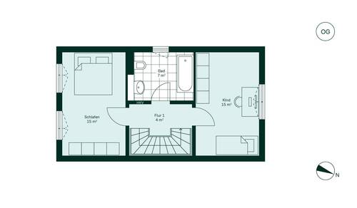 Große und komfortable Schlafzimmer im Obergeschoss - 