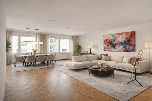 Wohn- und Esszimmer - Großzügige Familienwohnung fußläufig zur Lorettostraße - modern und sehr gepflegt