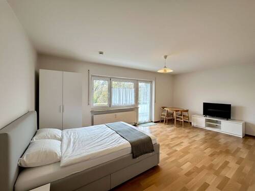 Wohn- und Schlafbereich - Einrichtung dient der Visualisierung - 1 Zimmer Etagenwohnung in Singen