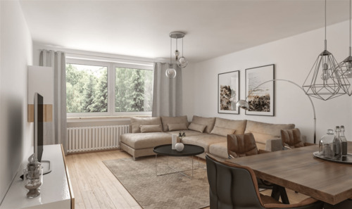 Wohnzimmer - Etagenwohnung in Düsseldorf zum Kaufen