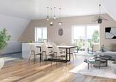 Visiualisierung Wohn,- Esszimmer Dachgeschoss-Balkonterrassenwohnung - 