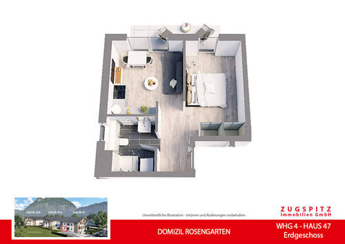 WHG-4_3D Grundriss - DOMIZIL ROSENGARTEN -2 Zi MIT FERIENWOHNUNG NUTZUNG -WHG04