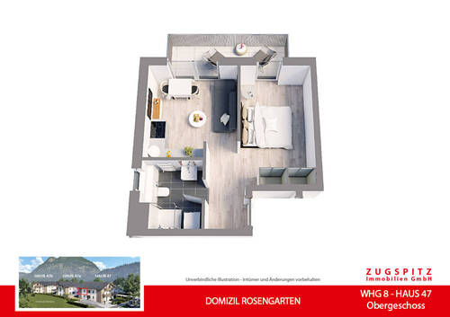 WHG-8_3D Grundriss - DOMIZIL ROSENGARTEN -2 Zi MIT FERIENWOHNUNG NUTZUNG -WHG08