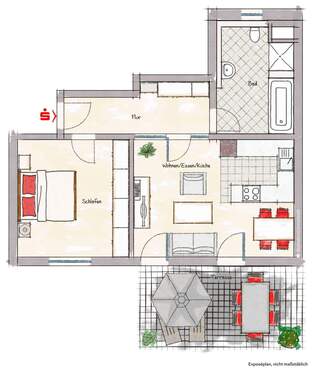 Aus-/Umbauvorschlag - 2 Zimmer Etagenwohnung in Erlangen