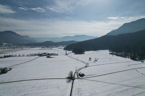 Aussicht im Winter - Tolles Baugrundstück mit Bergblick im schönen Grassau