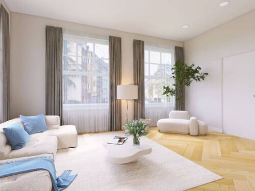 Beispiel Wohnbereich - Altbaucharme trifft Moderne - Neubau 2-Zimmer-Wohnung mit Terrasse im Ludenberger Ensemble
