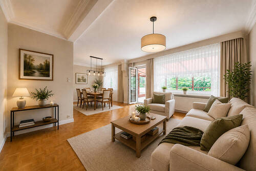 200-8218_Wohn-Esszimmer-2_moebliert_gestaged - Bungalow mit 95,00 m&sup2; in Uetersen zum Kaufen