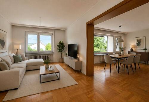 Wohnzimmer - KI generiert - 5 Zimmer Etagenwohnung in Ludwigsburg / Neckarweihingen
