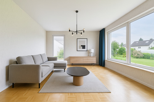 Helles, modernes Wohnzimmer mit Ausblick.png - 5 Zimmer Einfamilienhaus in Bobingen