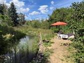 Teich_Sonnenschirm - Gemütliches Familienidyll mit kleinem Teich, naturbelassenem Garten und Nebengelass