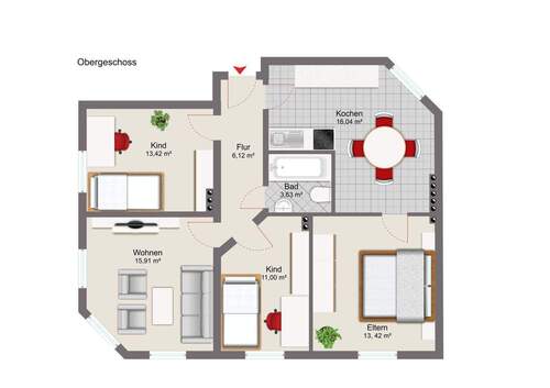 3. Obergeschoss mit Mustermöblierung - 