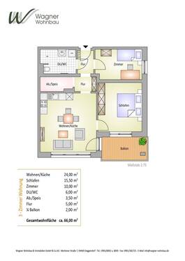 Grundriss - Alleinerziehende aufgepasst! - Moderne 3-Zimmer-Wohnung mit Balkon in Plattling - Wohnberechtigungsschein erforderlich!