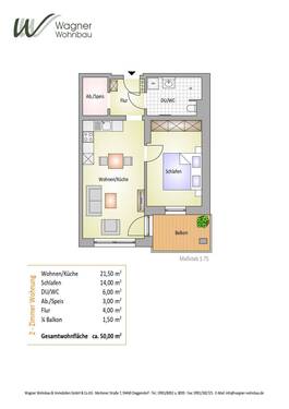 2-Zimmer Wohnung.jpg - Rentner aufgepasst! - Moderne 2-Zimmer-Wohnung mit Balkon in Plattling - Wohnberechtigungsschein erforderlich!