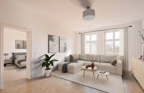 Digitales Staging - Wohnzimmer - Wohnen mit Charakter - Architekturklassiker trifft auf Szeneviertel