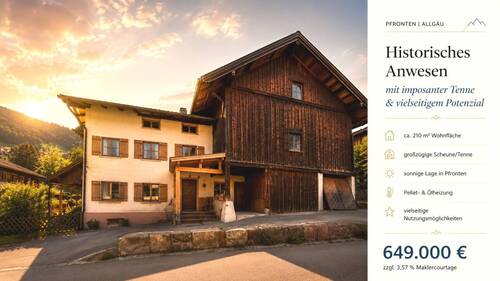Titelbild - Historisches Allgäuer Wohnhaus mit unverbaubarem Alpenpanorama, großer Tenne und außergew. Entwicklungspotential.
