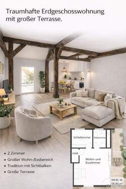 Wohnung - Etagenwohnung mit 65,00 m&sup2; in Bad Zwischenahn / Dreibergen zum Kaufen