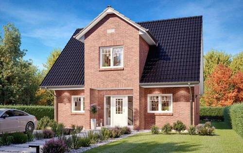 SH140FS_Ansicht_Frontspiess_Klinker_rot - Bauen leicht gemacht - ideales Grundstück für Ihr ScanHaus