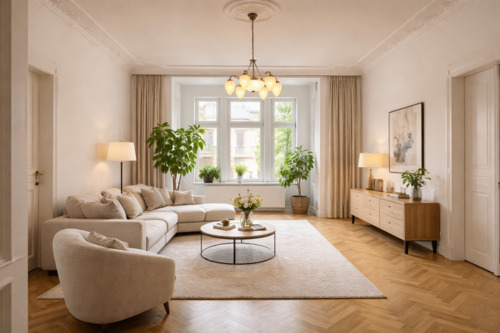 Wohnzimmer (KI) - Exklusive Wohnung in bevorzugter Wohnlage