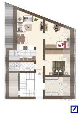 Dachgeschoss Beispiel möbliert - 