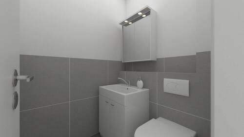 Wohnung Nr. 1 - Gäste-WC - Achtung, weiße Fliesen wie im Hauptbad! - 
