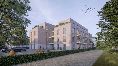 Straßenansicht - Großzügige Zwei-Zimmer-Wohnung im ersten Obergeschoss in zentralem Neubau