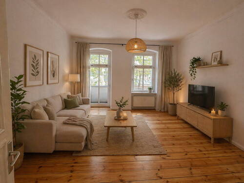 Wohnzimmer - Provisonsfrei: 3-Zimmer Wohnung mit Balkon im griechischen Kiez