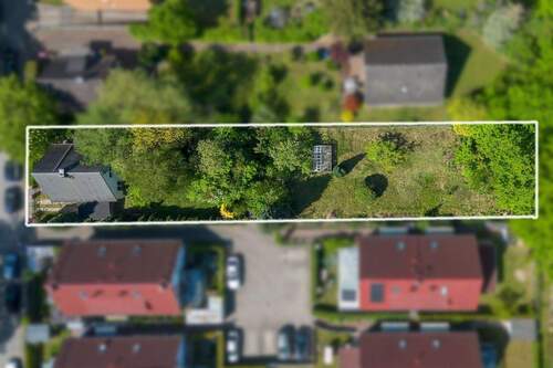 Vogelperspektive Grundstück - Baugrundstück mit Bauvorbescheid: Platz für zwei Doppelhäuser in Hamburg-Öjendorf