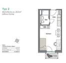 Typ 2_25,6 qm_1 Zi mit Terrasse_Balkon_offene Küch - 