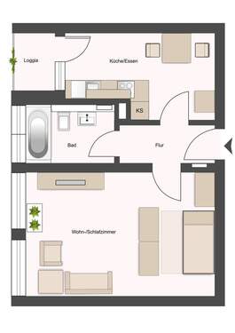 1-Zi-Appartment, Wohnung Nr. 7 - 